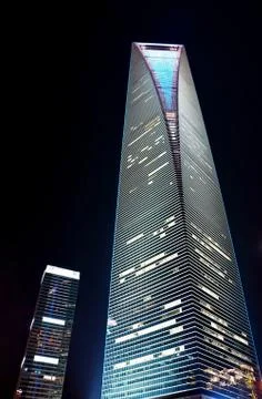 Vertical skyscraper at night Stock Photos