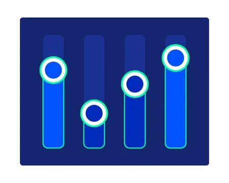 Vertical slider controls neon dashboard UI element Stock Illustration