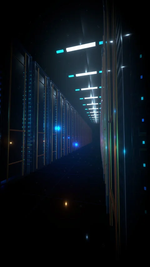 Vertical slow deliberate horizontal pan across a massive data, Vertical 9:16 4K Stock Footage 338215587