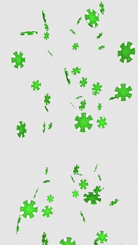 Vertical slow motion poker chips falling with alpha for gambling themes. Stock Footage 330217425