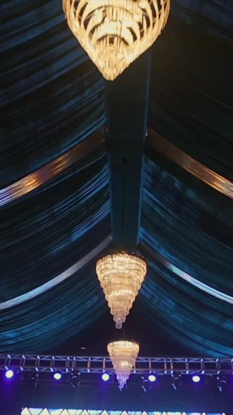 Vertical Slow Motion Shot of Indian Wedding Venue Decoration in India Stock-Footage 331559465