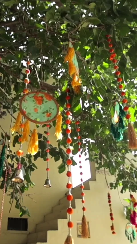 Vertical Slow Motion Shot of Indian Wedding Venue Decoration in India 스톡 동영상 331559620