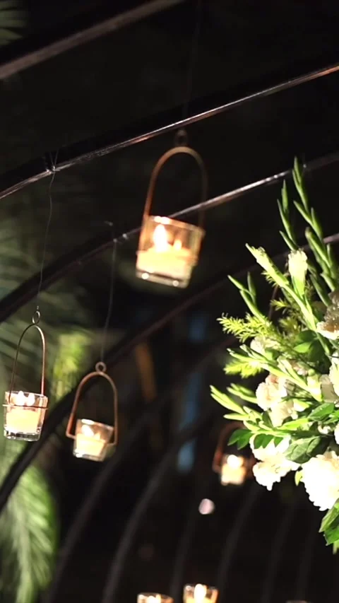 Vertical Slow Motion Shot of Indian Wedding Venue Decoration in India Video stock 331559652