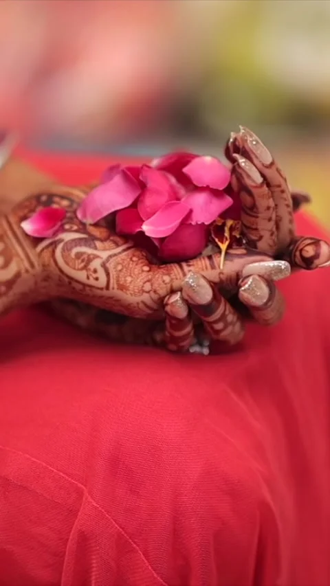 Vertical Slow Motion Shot of Indian Wedding Rituals Ceremony Stock Footage 331560268