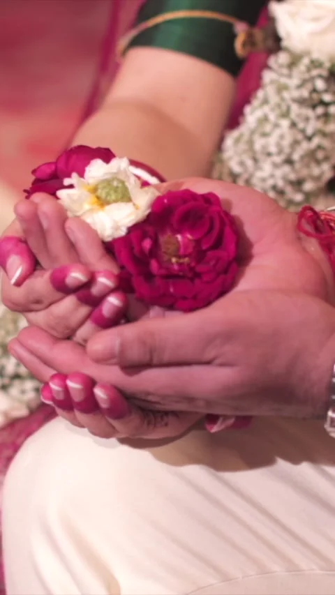 Vertical Slow Motion Shot of Indian Wedding Rituals Ceremony Stock Footage 331560287