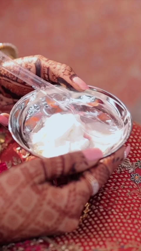 Vertical Slow Motion Shot of Indian Wedding Rituals Ceremony Stock Footage 331560288