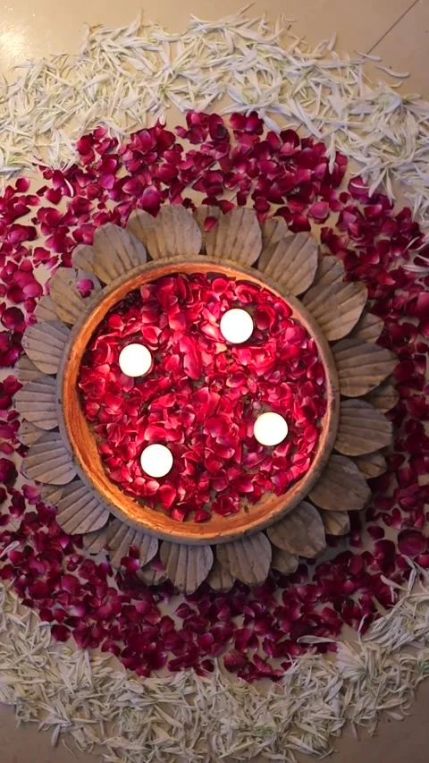 Vertical Slow Motion Shot of Indian Wedding Venue Decoration in India 스톡 동영상 335736469