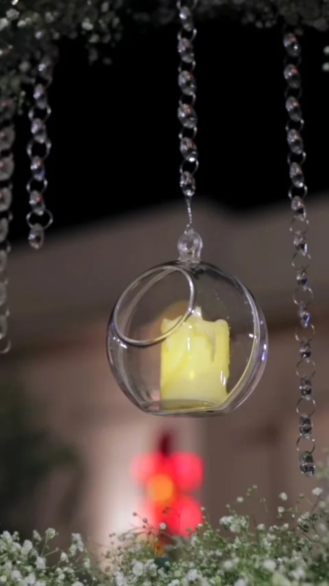 Vertical Slow Motion Shot of Indian Wedding Venue Decoration in India Stock Footage 335736509