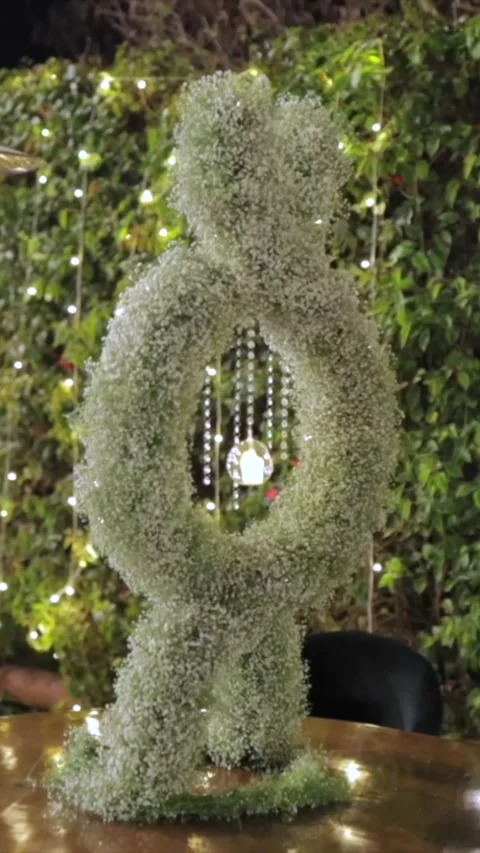 Vertical Slow Motion Shot of Indian Wedding Venue Decoration in India Video stock 335736514