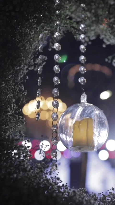 Vertical Slow Motion Shot of Indian Wedding Venue Decoration in India Video stock 335736517