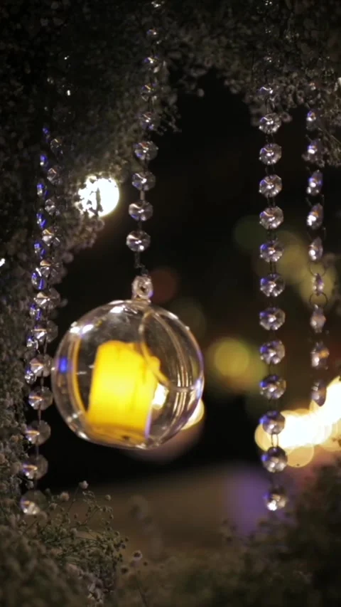 Vertical Slow Motion Shot of Indian Wedding Venue Decoration in India Stock Footage 335736520