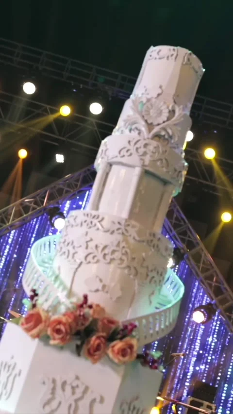 Vertical Slow Motion Shot of Indian Wedding Venue Decoration in India 動画素材 336843368