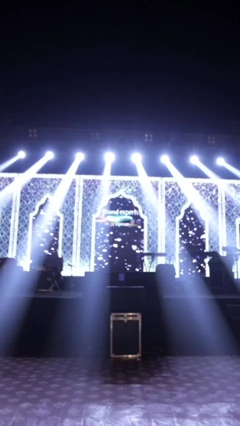 Vertical Slow Motion Shot of Indian Wedding Venue Decoration in India Stock Footage 336843374