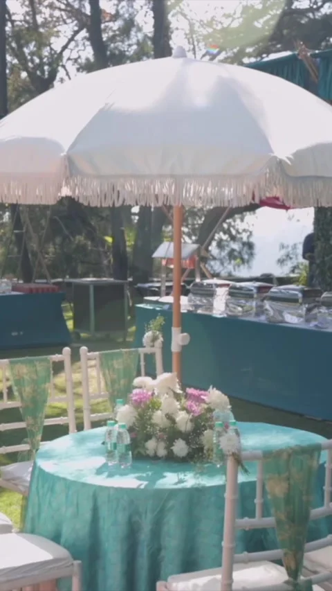 Vertical Slow Motion Shot of Indian Wedding Venue Decoration in India Vídeos de archivo 337405012