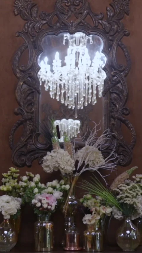 Vertical Slow Motion Shot of Indian Wedding Venue Decoration in India Vídeo Stock 337405214