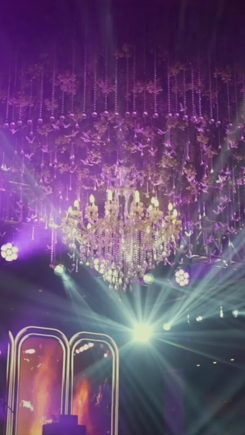 Vertical Slow Motion Shot of Indian Wedding Venue Decoration in India Видео 337405250
