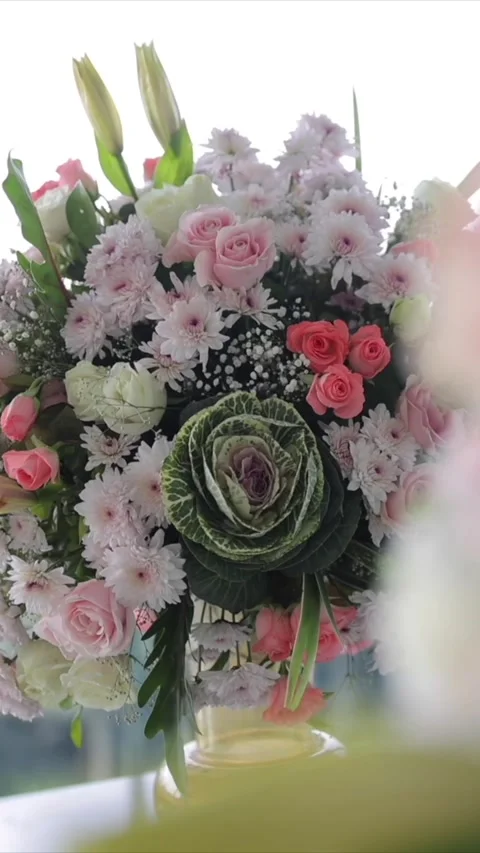 Vertical Slow Motion Shot of Indian Wedding Venue Decoration in India Video stock 337405257