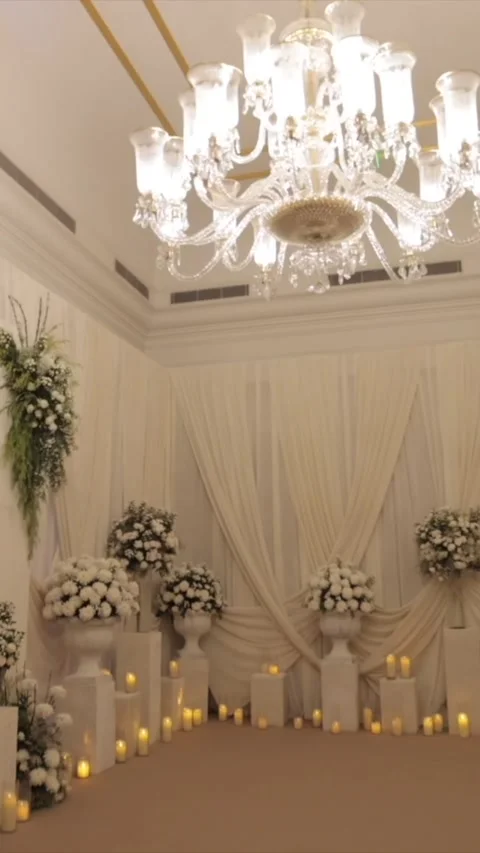 Vertical Slow Motion Shot of Indian Wedding Venue Decoration in India Stock Footage 337405285