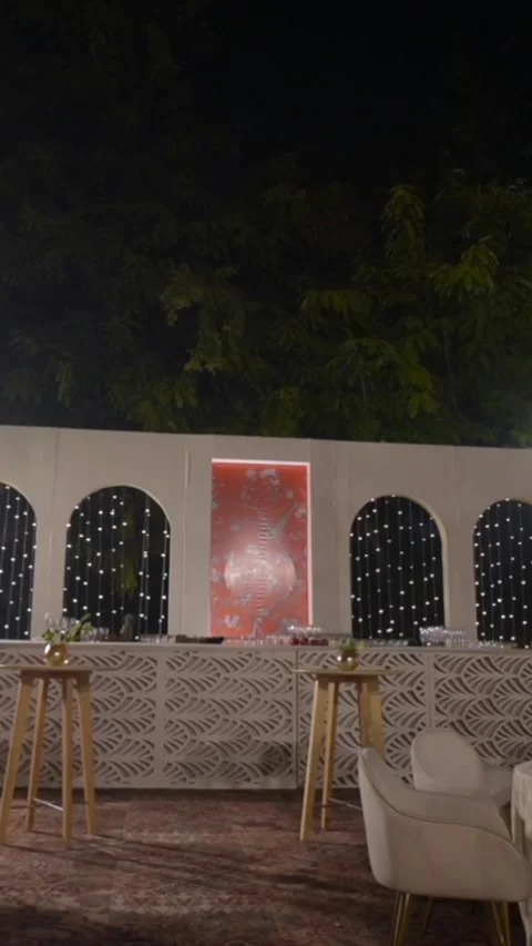 Vertical Slow Motion Shot of Indian Wedding Venue Decoration in India Stock Footage 337405373