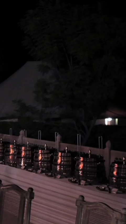 Vertical Slow Motion Shot of Indian Wedding Venue Decoration in India Video stock 337405414