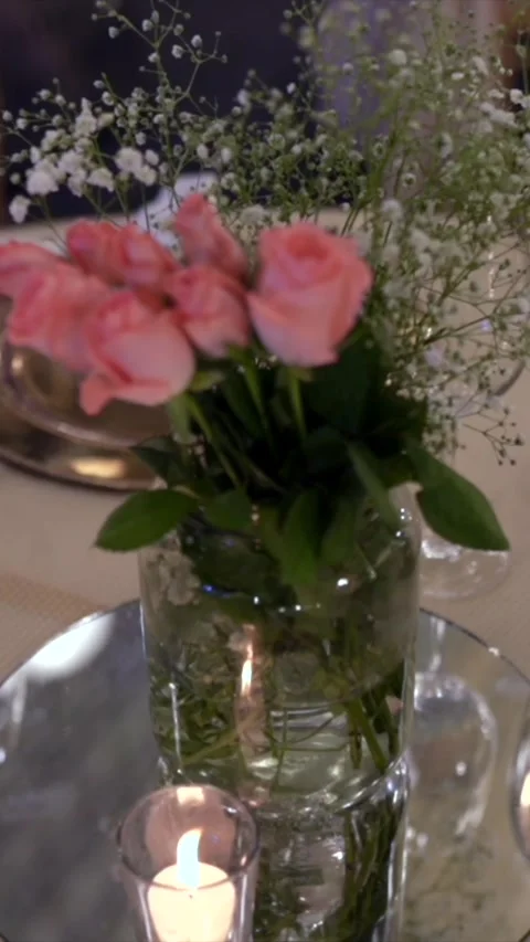 Vertical Slow Motion Shot of Indian Wedding Venue Decoration in India Vídeo Stock 337405505