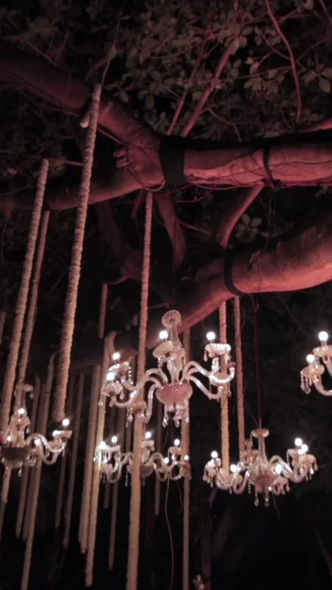 Vertical Slow Motion Shot of Indian Wedding Venue Decoration in India 库存影片 337405559