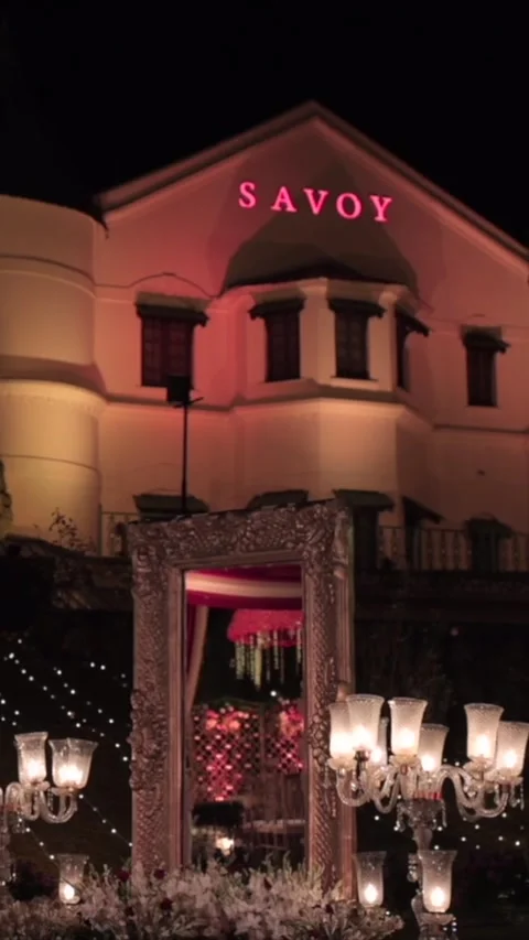 Vertical Slow Motion Shot of Indian Wedding Venue Decoration in India Видео 337405593