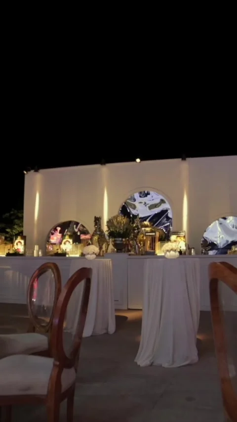 Vertical Slow Motion Shot of Indian Wedding Venue Decoration in India Stock-Footage 337405636