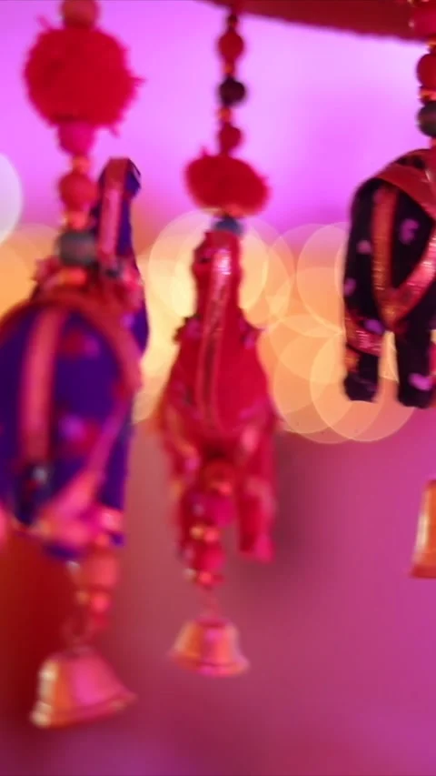 Vertical Slow Motion Shot of Indian Wedding Venue Decoration in India Видео 338160757