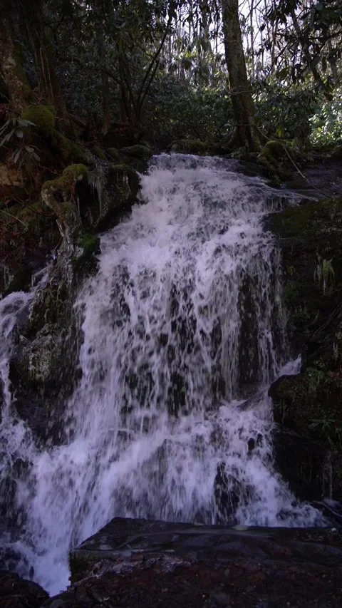 Vertical Slow Motion Video of Mountain Waterfall Video stock 150101526