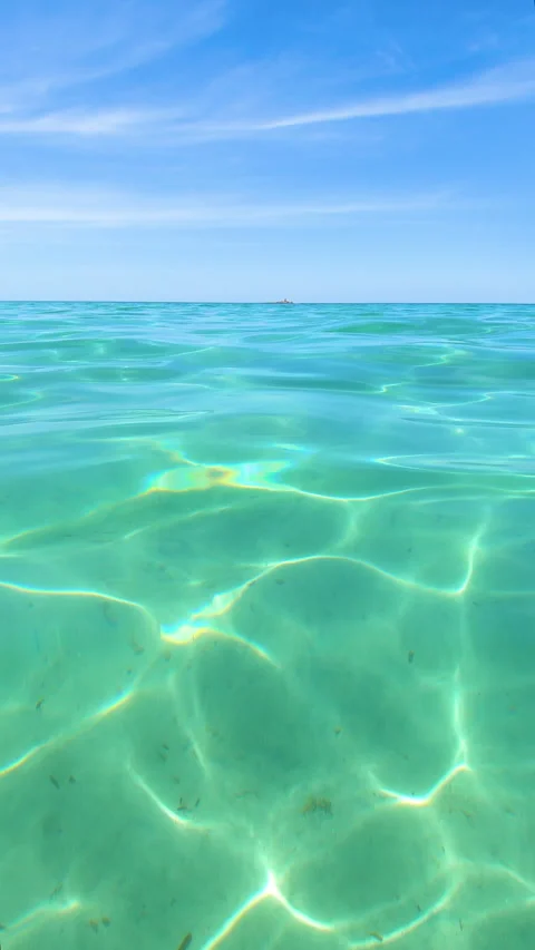 Vertical slow motion view of caustics in turquoise sea Stock Footage 337717198