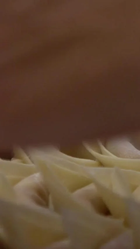 Vertical Slowmotion team Taiwanese chefs expertly prepares traditional dumplings Stock Footage 307571632