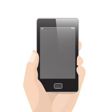 Vertical smart phone vector with hand holding Stock Illustration