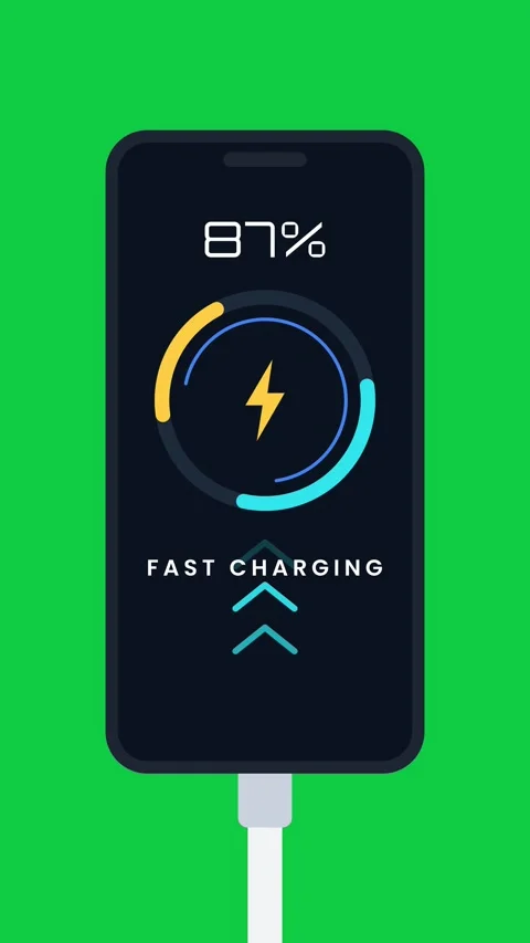 Vertical smartphone fast charging screen on green screen chroma key Vídeos de archivo 348617937