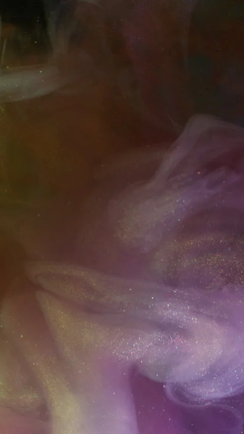 Vertical smoke explosion shimmering flow fog paint Video stock 321852543