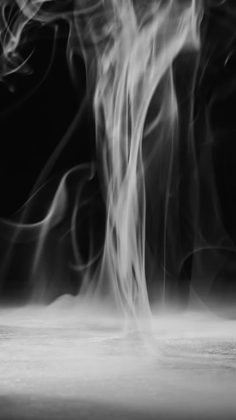 Vertical smoke stream vapor flow white fume black Vidéo 253242068
