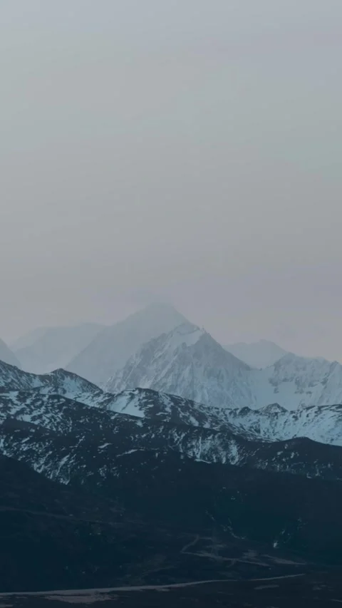 Vertical Snow Mountain Peak Clouds Mist Nature Landscape Timelapse Stock Footage 327672020