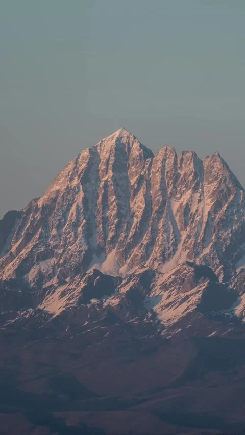 Vertical Snow Mountain Peak Clouds Flow Nature Landscape Timelapse Stock Footage 327675567