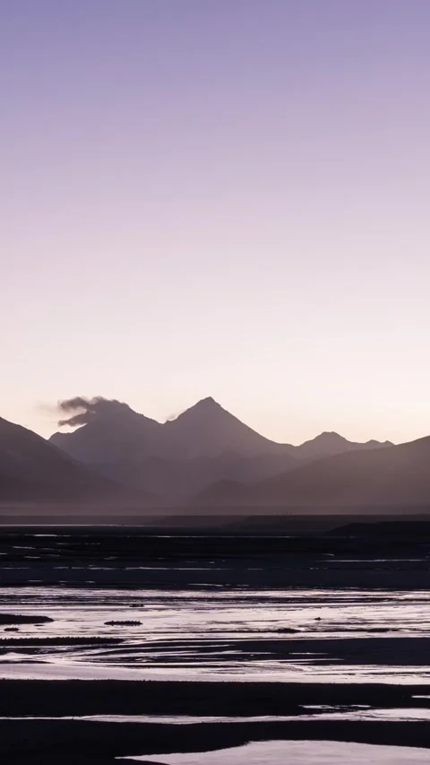 Vertical Snow Mountain Sunset Glow Peak Motion Nature Timelapse Stock Footage 327677189