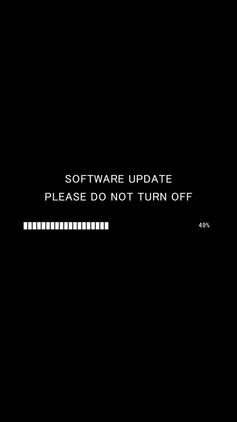 Vertical software update progress bar with do not turn off warning on black Vídeo Stock 338370898
