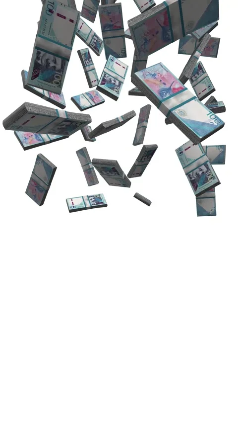 Vertical Sol Peruvian Banknotes Falling Animation on White Screen Stock Footage 284144095