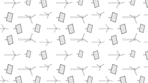 Vertical solar panels turbines pattern Stock Footage 249277699