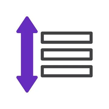 Vertical sort icon for digital design elements featuring a dual arrow and lis イラスト素材