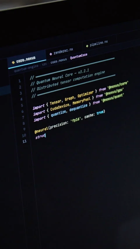 Vertical of Source Code Being Typed on Computer Screen Stockbeeldmateriaal 348140339