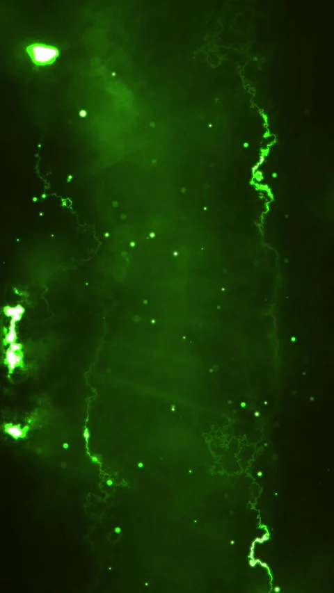 Vertical Space Lightning Green Atmosphere Particles 4K Loop Stock Footage 291191784