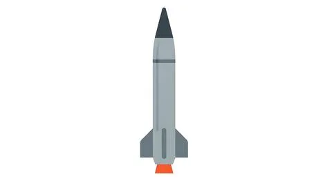 Vertical space rocket or ballistic missile illustration with grey body and .. Stock Illustration