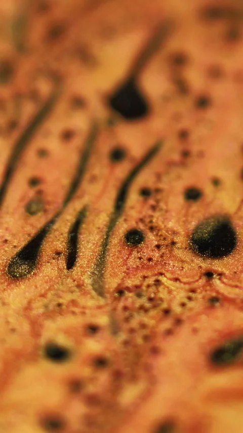 Vertical sparkling ink drip glitter wave gold flow Stock Footage 303840048