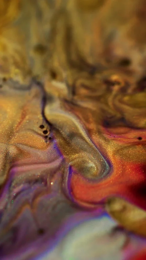 Vertical sparkling ink glitter paint red golden Stock Footage 288794145