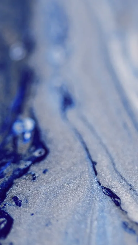 Vertical sparkling ink wave acrylic paint blue Video stock 285007099