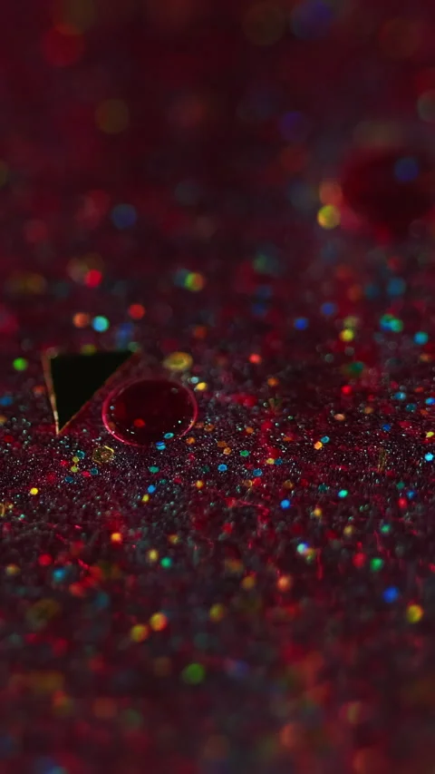 Vertical sparkling liquid bokeh paint sequins Video stock 331273566
